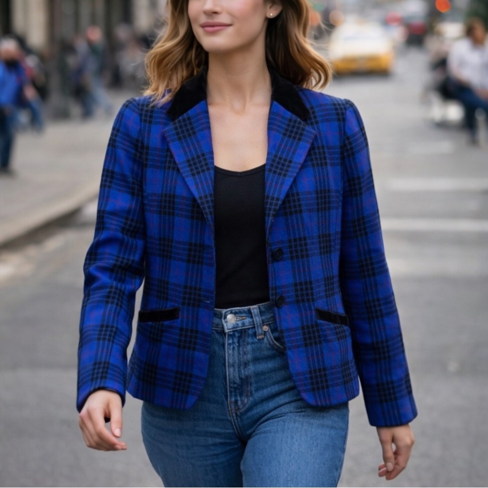 Vintage Pendleton Petite Wool Blazer Jacket 8 P (vintage 12P) plaid (flaw)